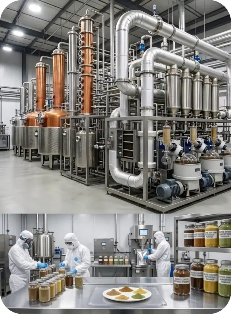 Food ingredients production and quality control in certified manufacturing facility