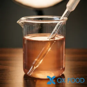 Economical soy HVP liquid HVP-YSD, light reddish-brown liquid in glass beaker, cost-effective savory base for bulk food production