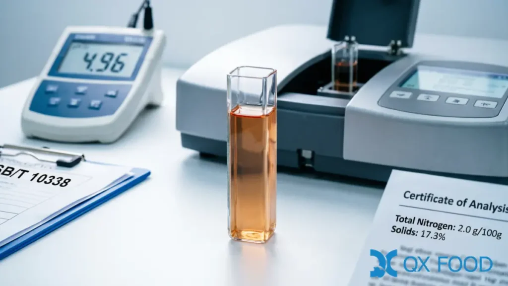 Economical Soy HVP Liquid | Cost-Effective Savory Base for Bulk Production - HVP-YSD 5 HVP-YSD economical liquid HVP quality control laboratory with COA and SB/T 10338 standard documentation
