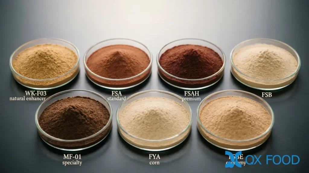 Qianxuan HVP powder range including natural flavor enhancer WK-F03 brownish-yellow, standard to premium tiers