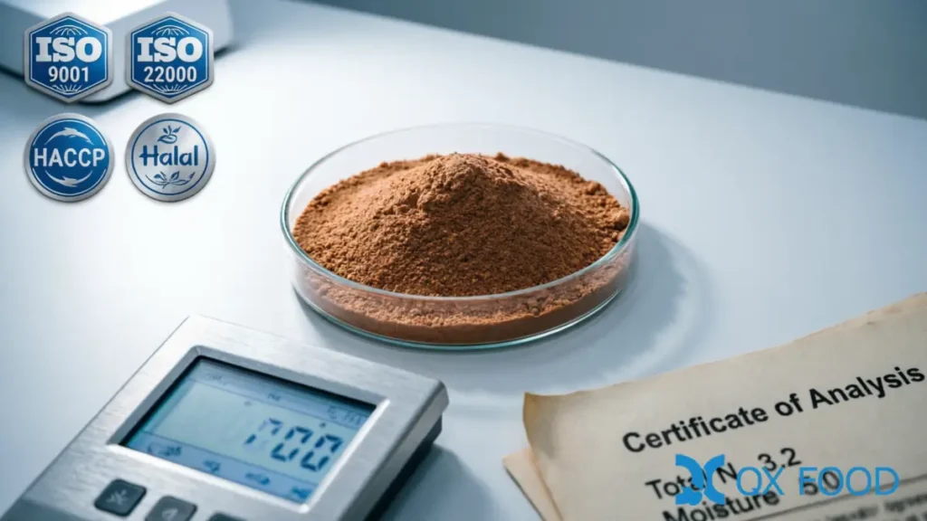 Spray-Dried Hydrolyzed Soy Protein Powder | Standard HVP-FSA 5 HVP-FSA spray-dried soy protein powder quality control laboratory with COA documentation