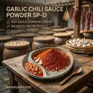 Fermented garlic chili sauce powder with natural savory texture in ceramic bowl