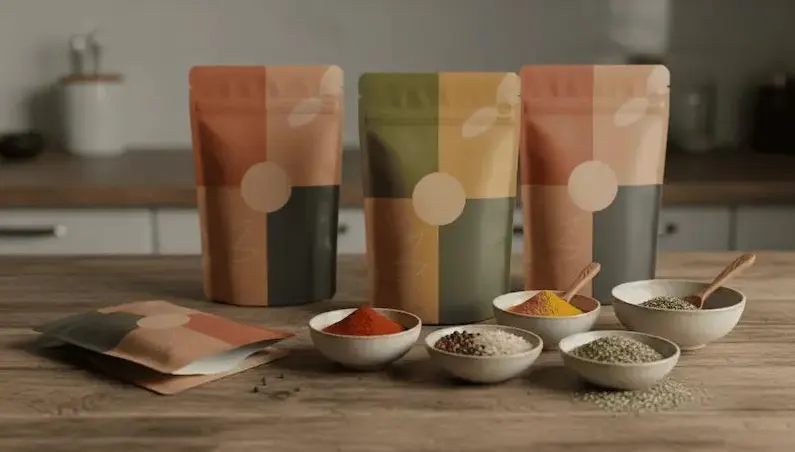 Food ingredient sample bags containing fermented seasoning powders