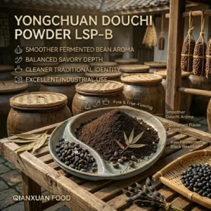 Mild fermented black bean powder with smooth savory texture in ceramic bowl