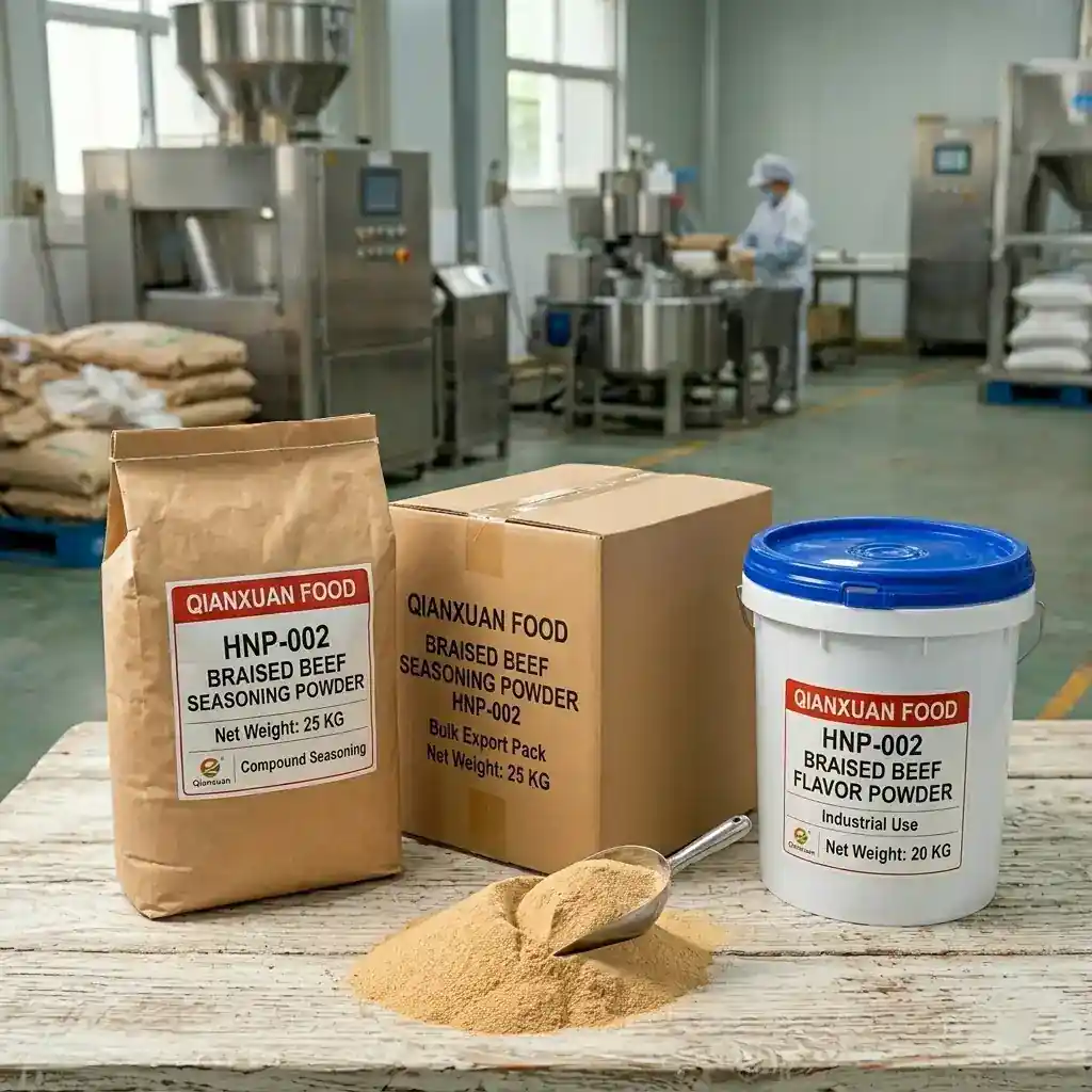 Braised Beef Seasoning Powder HNP-002 6 HNP-002 braised beef seasoning powder double layer PE bag inner packaging inside high strength cardboard carton for export shipping