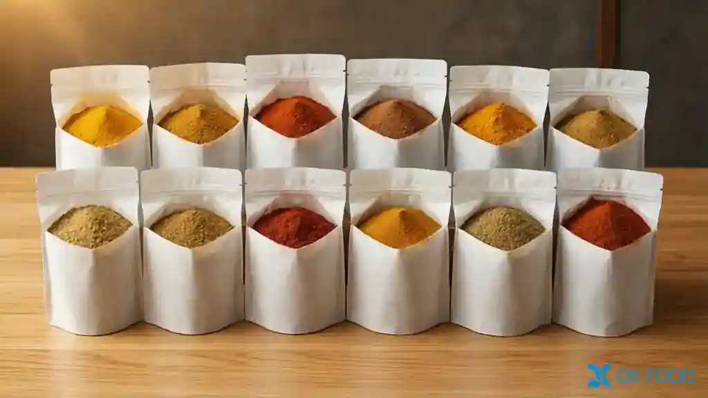 Qianxuan Food compound seasoning powder range 12 flavors including spicy chili chicken braised beef curry beef and roasted pork for B2B food manufacturing OEM available