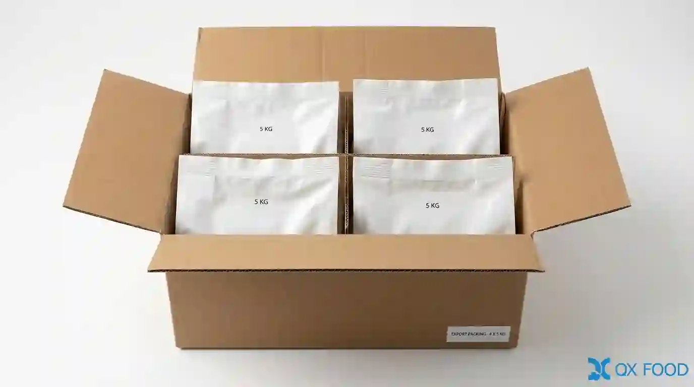 TMP-002 tomato seasoning powder export packaging double layer PE inner bag moisture protection high strength carton 4x5kg 1x20kg B2B import