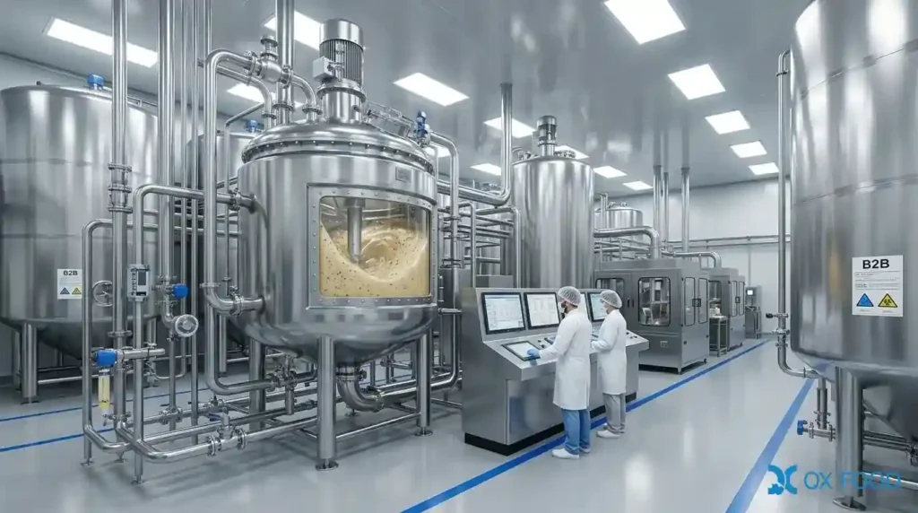 Chia Seed Salad Dressing Wholesale CSD-K34— B2B Bulk&OEM Supplier 2 Automated high-shear emulsification and homogenization processing lines for bulk seasoning sauces