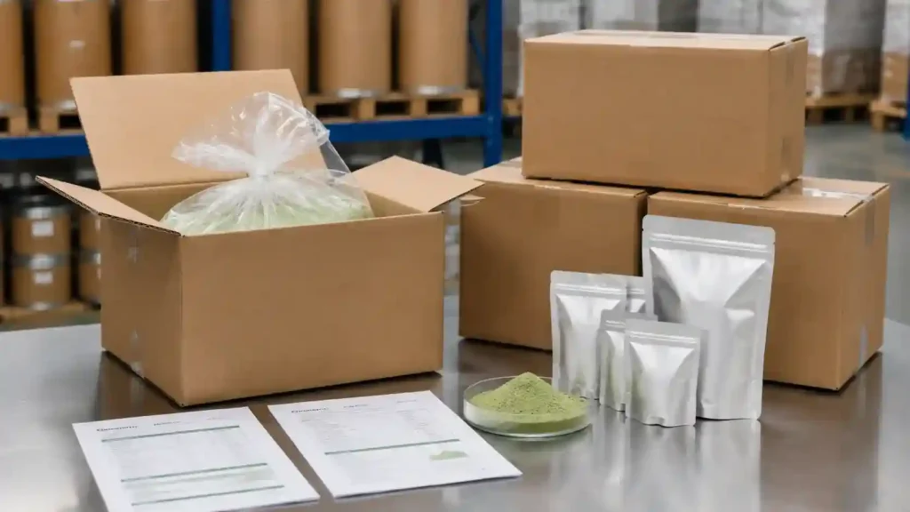 Premium Chive Flower Powder: Clean-Label Herbaceous Seasoning for Instant Foods & Savory Formulations 5 Chive Flower Powder export packaging PE inner bag carton COA specification sheet and certification documentation for B2B buyers