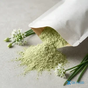 Chive Flower Powder light green botanical powder from Chinese chive flowers for B2B food ingredient applications