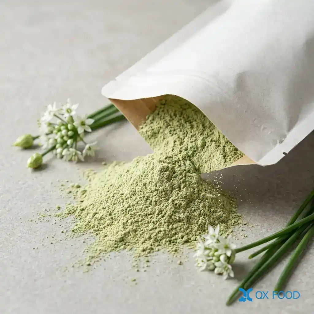 Premium Chive Flower Powder: Clean-Label Herbaceous Seasoning for Instant Foods & Savory Formulations 1 Chive Flower Powder light green botanical powder from Chinese chive flowers for B2B food ingredient applications