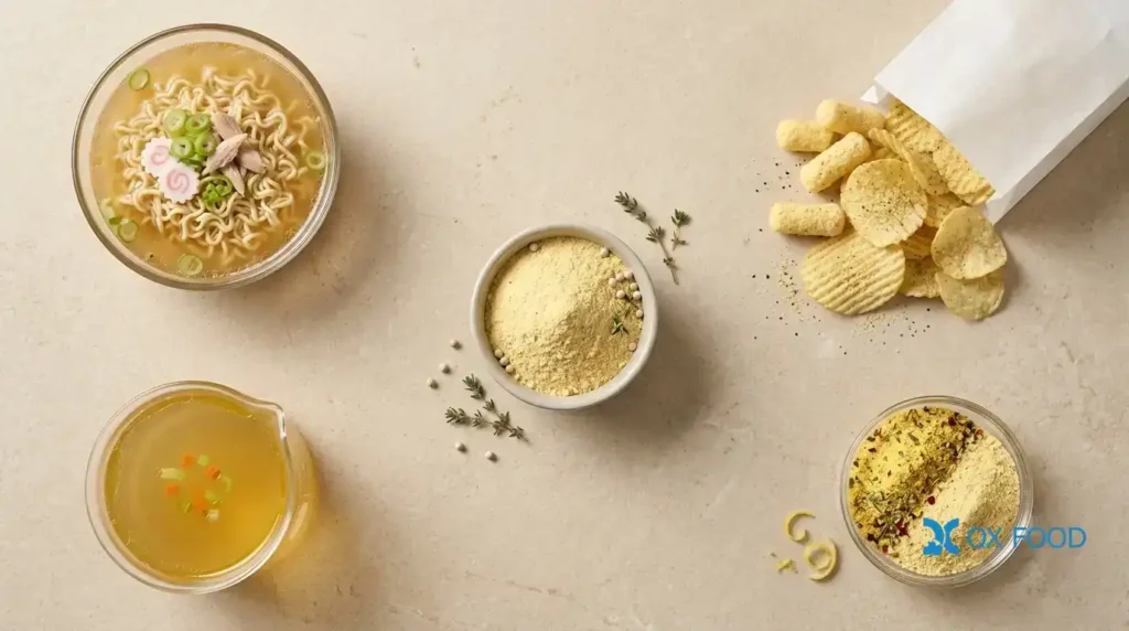 CFP-H19 Industrial Compound Chicken Seasoning Powder for B2B Food Manufacturers 3 Chicken seasoning powder CFP-H19 used in noodles soup base snacks and seasoning compound food applications industrial natural chicken flavor ingredient