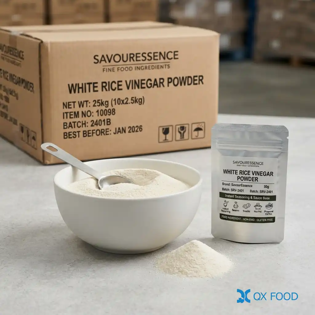 Rice Vinegar Powder for Instant Seasoning and Sauce Packets VNP-H07 1 VNP-H07 adds rice vinegar aroma and bright acidity to instant seasoning packets, sauce packets, snack coatings, hot pot bases and prepared dishes.