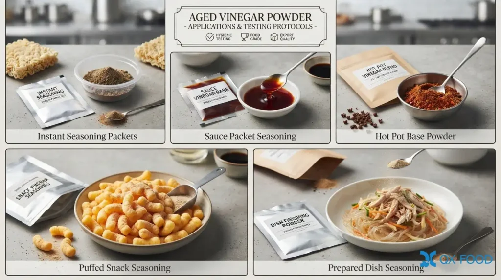 Aged Vinegar Powder for Instant Seasoning and Sauce Packets VNP-H08 3 Aged vinegar powder applications for instant seasoning sauce packets hot pot bases puffed snacks and prepared dishes