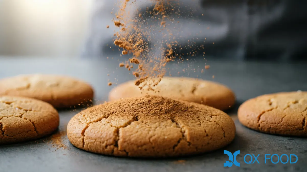 Cinnamon powder CP-K38 sprinkled onto freshly baked sugar cookies