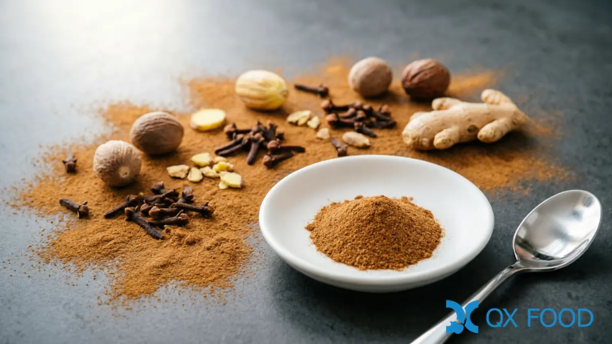 Cinnamon powder blended with warm spices in a compound mix