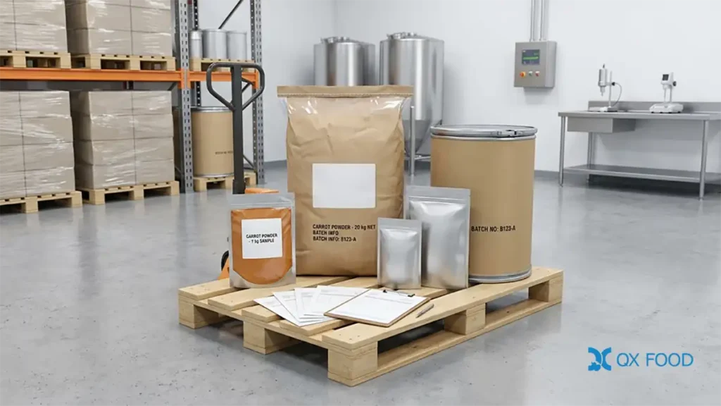 Natural Carrot Powder for Food Manufacturing CRP-H23 7 Carrot powder 1 kg sample 20 kg bulk packaging COA and custom packaging