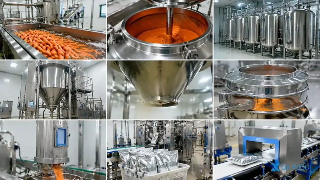 Natural Carrot Powder for Food Manufacturing CRP-H23 6 Natural carrot powder batching sterilization spray drying sieving packaging and metal detection
