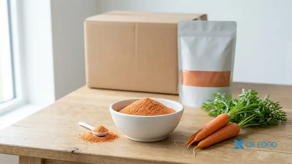 Natural Carrot Powder for Food Manufacturing CRP-H23 2 Carrot powder CRP-H23 natural spray dried carrot ingredient for food manufacturing