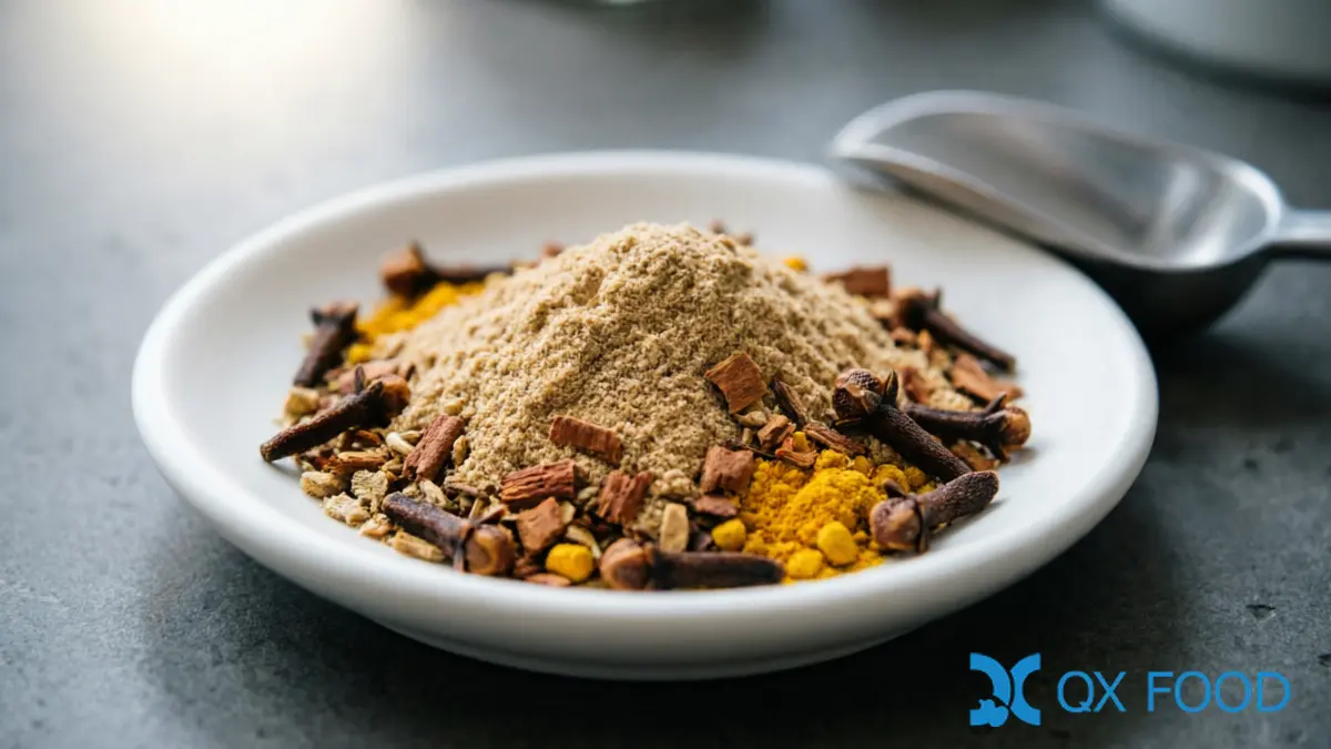 Ginger Powder DGP-W01 -- Pure Ground Dried Ginger for Food Manufacturing 2 Ginger powder DGP-W01 blended with cinnamon and turmeric in a dry spice mix