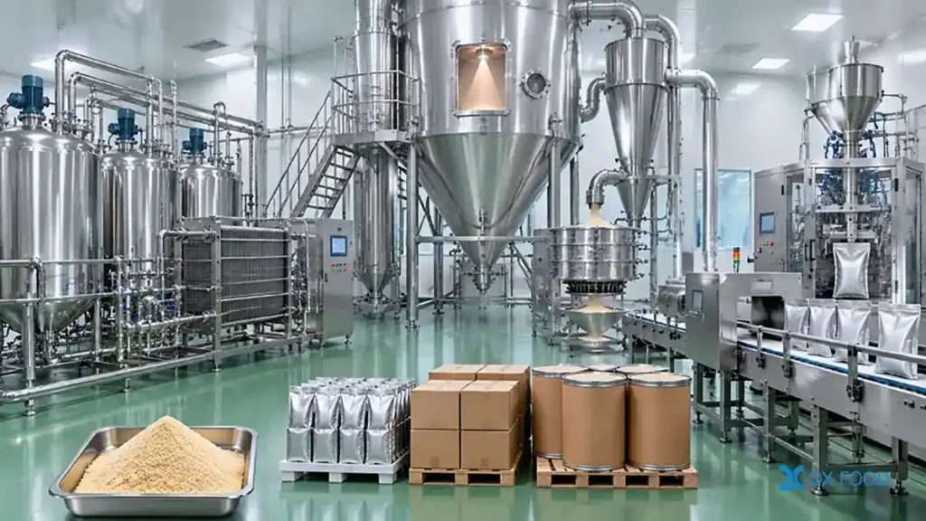 Soy Sauce Powder for Instant Food and Seasoning Sachets FSP-H03 6 Soy sauce powder spray drying sifting magnetic separation packaging and metal detection