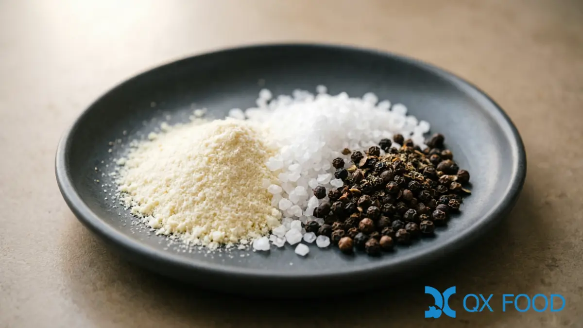 Garlic powder GP-B06 with salt and pepper as dry seasoning rub