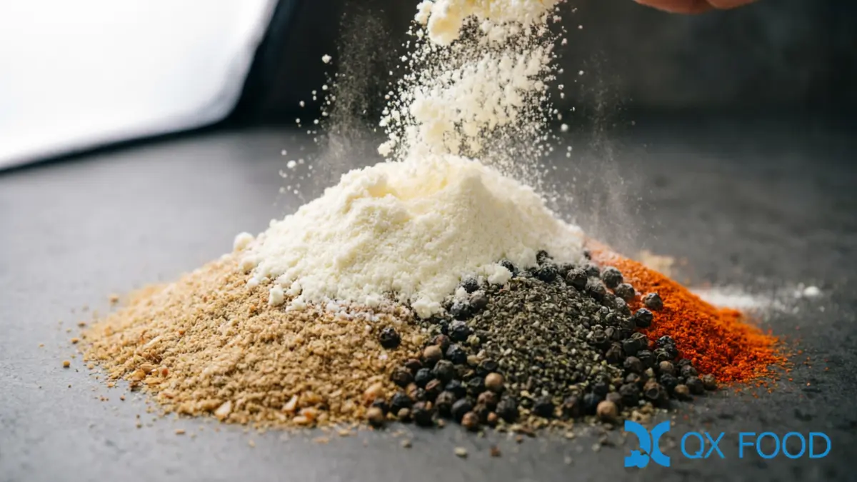 Garlic powder GP-B06 blended with onion powder and spices in a seasoning mix