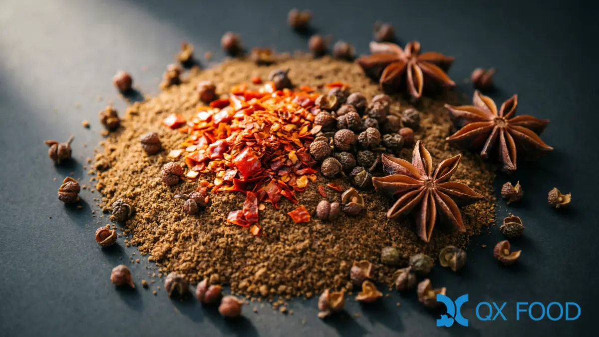 Fermented bean powder seasoning blend with chili and pepper