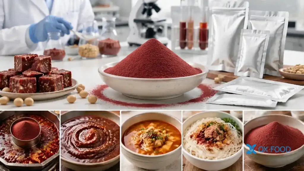 Red Fermented Bean Curd Powder for Sauce Packets - FRP-H13 3 Red Fermented Bean Curd Powder applications for hot pot base sauce packets instant soup and rice noodle seasonings