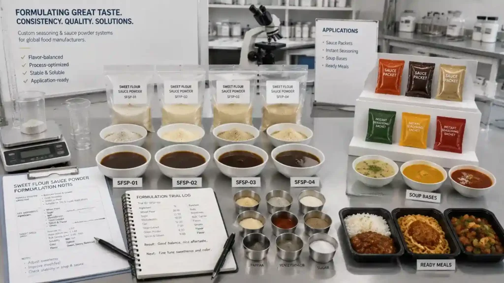 Sweet Flour Sauce Powder for Sauce Packets and Instant Food Seasoning SFFP-H12 5 OEM development for sweet flour sauce powder custom sweet bean sauce seasoning sauce packets instant foods and soup bases