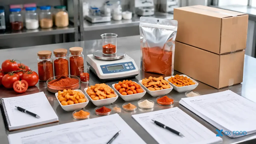 Sweet Sour Tomato Seasoning Powder for Snacks and Coatings TMP-H15 4 OEM tomato snack seasoning samples custom packaging and COA review