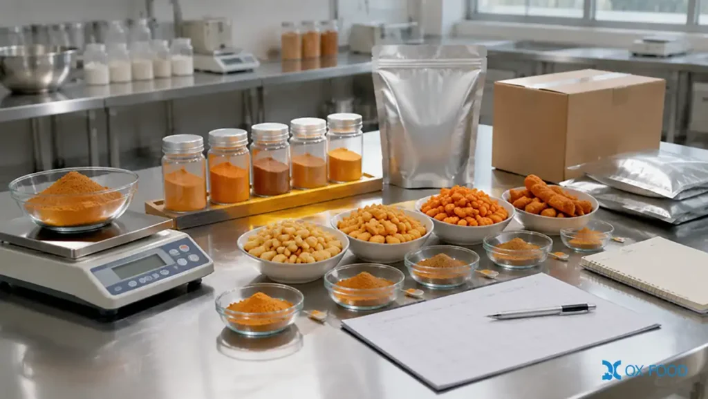 Tomato Flavor Seasoning Powder for Puffed Snacks TMP-H17 4 OEM rich tomato snack seasoning formulation samples and custom packaging