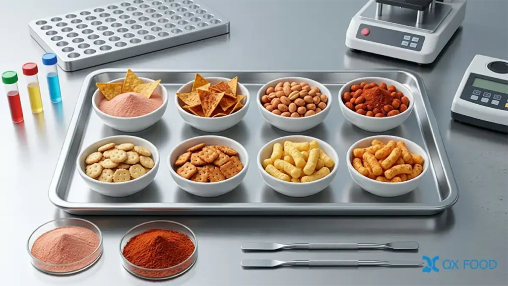 Ketchup Style Seasoning Powder for Snacks and Coated Nuts TMP-H18 3 Ketchup style tomato seasoning on fried snacks coated nuts and spicy puffed foods