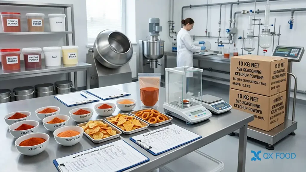 Ketchup Style Seasoning Powder for Snacks and Coated Nuts TMP-H18 4 OEM ketchup style tomato seasoning formulation samples and custom packaging