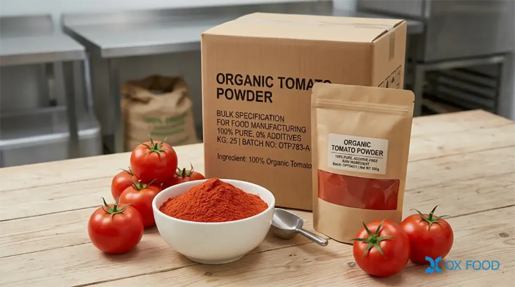 Organic Tomato Powder for Food Manufacturing TMP-H20 2 Organic tomato powder H20 made directly from selected fresh tomatoes