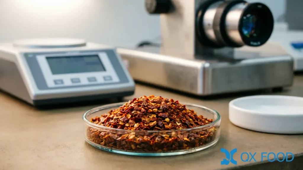 chili-sourcing-quality-lab Chili quality testing laboratory -- moisture, ASTA color, and capsaicinoid analysis of dried chili samples
