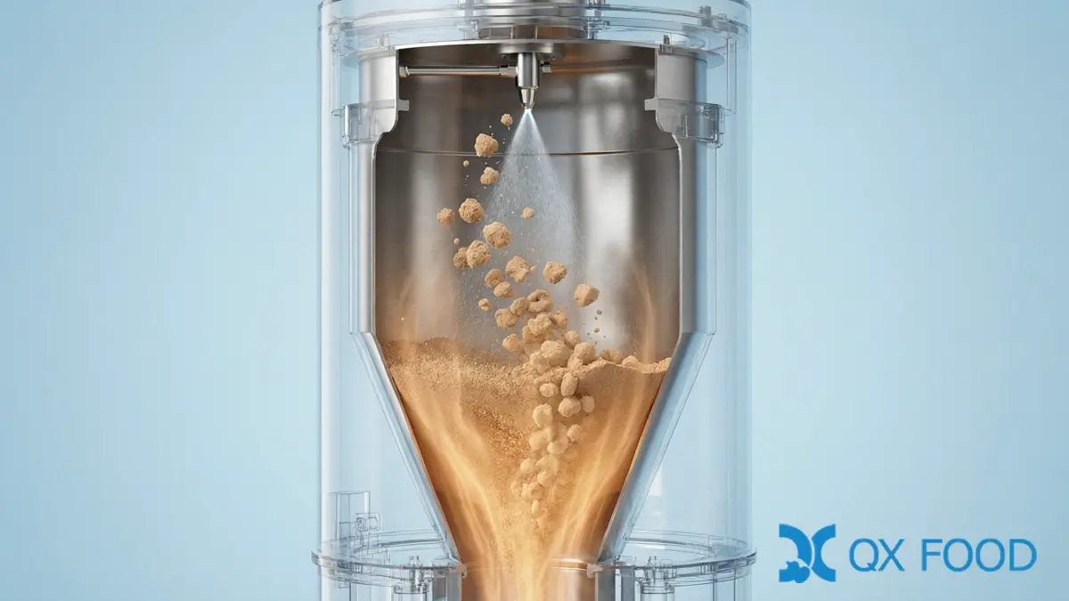 Seasoning Granules vs Powder: When Granulation Improves Food Production 4 Seasoning Granules - Fluid Bed Granulation with Binder Spray