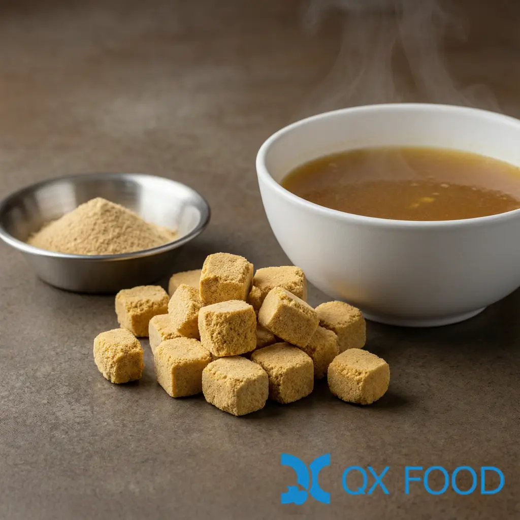 HVP in Bouillon Cubes and Broth Powders: Reconstitution, Salt Balance and Dry-System Performance 2 HVP in Bouillon Cubes ??Compressed Cube and Dissolved Broth Bowl