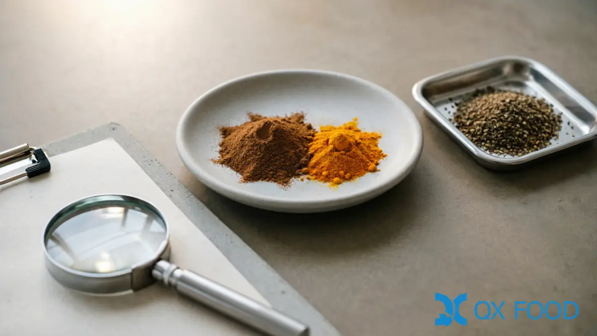 Meat Spice Specification Sheet — Mesh, Volatile Oil and Moisture Parameters
