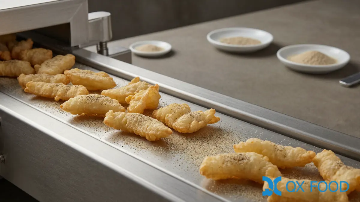 Pepper Salt Seasoning - Dusting Powder on Fried Snack Coating Line