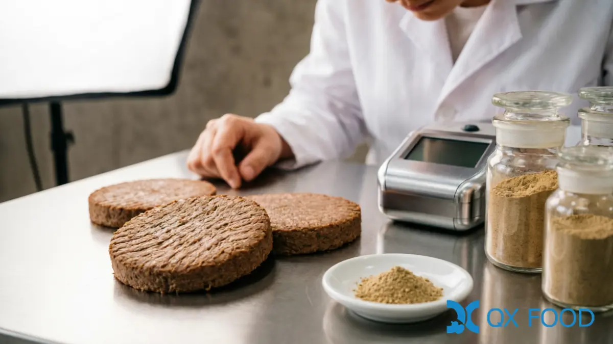 Plant Based Meat Flavor: Savory Systems for Meat Analogues | QXFOOD 6 Plant Based Meat Flavor Production — Matrix Trials and Batch Verification