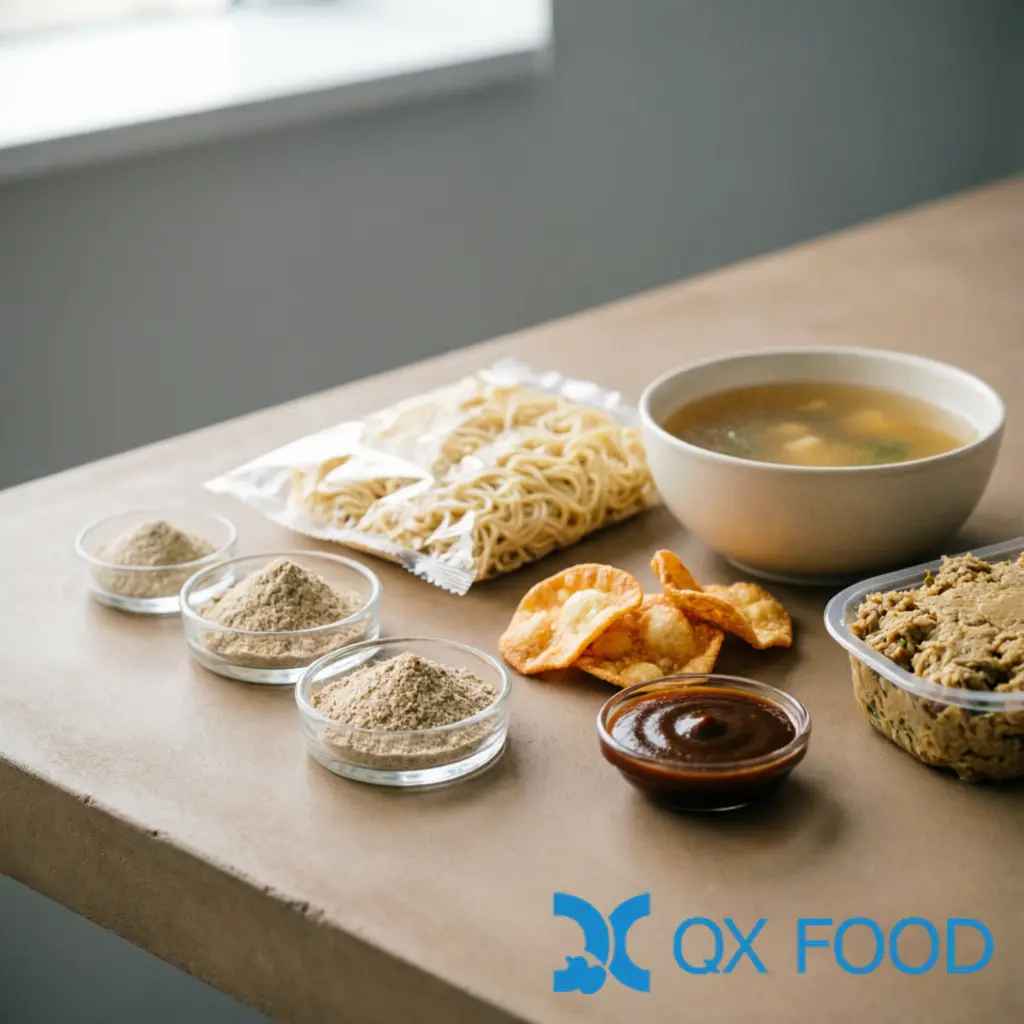 Global Savory Flavor Trends 2027: What Food Manufacturers Should Prepare For 2 Savory flavor trends 2027 shown through seasoning powders, soup, noodles and plant-based food applications