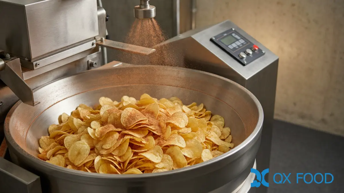 HVP in Snack Seasonings: Blend, Line and Coated-Surface Performance 4 Snack Coating Line - HVP Seasoning Adhesion in the Tumble Drum
