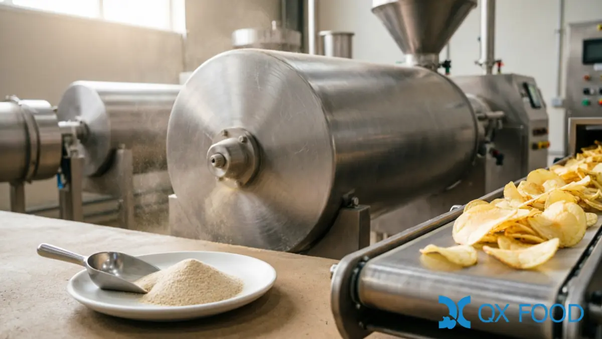 Snack Seasoning for Chips & Extruded Snacks: Application Guide 5 Snack Seasoning Coating Line — Tumble Drum and Electrostatic Application in Snack Factory