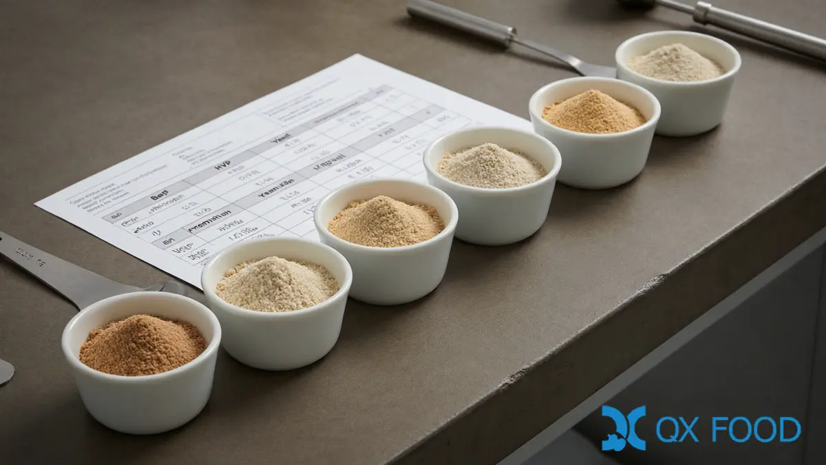 Enhancer candidate samples compared against specification notes before a soup base trial