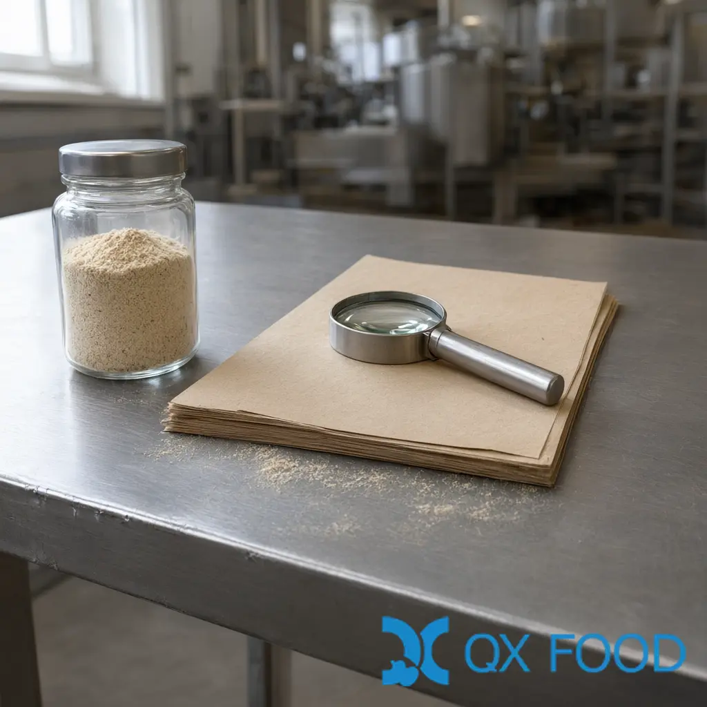 Halal Certified vs Halal Compliant: What Each Document Actually Proves 2 Comparing halal certified vs halal compliant records at a QC bench, with a magnifier over document sheets and a seasoning sample jar