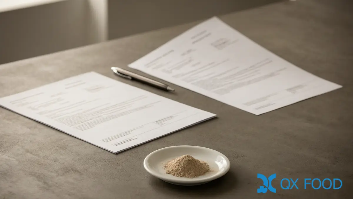 Two supplier specification documents side by side for COA comparison