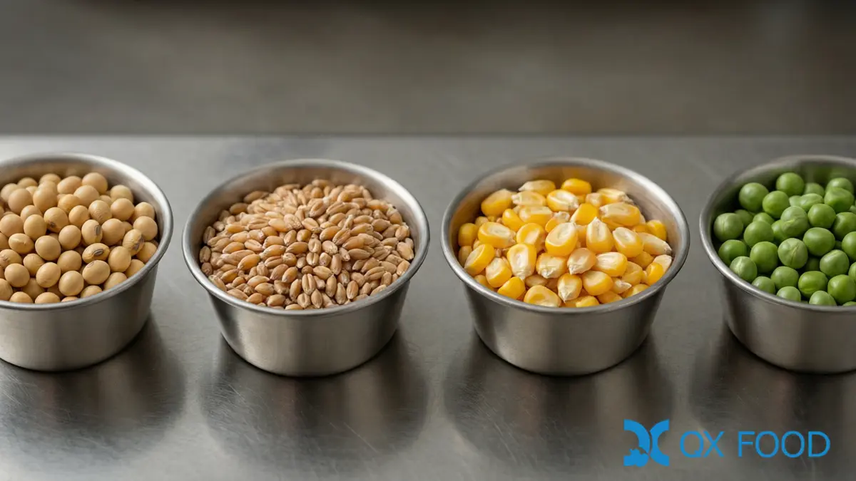 HVP Raw Material Selection: Soy, Wheat, Corn, Pea 4 Soy, Wheat, Corn and Pea - Four Protein Source Samples Compared Neutrally