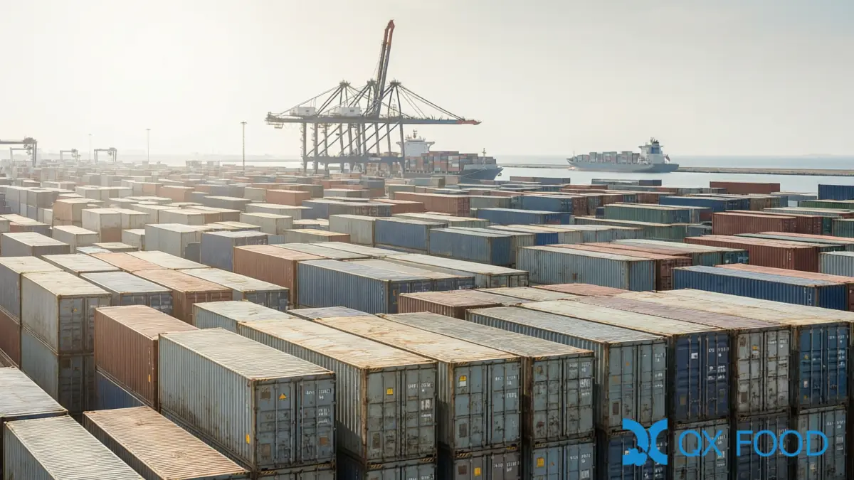 Hydrolyzed Vegetable Protein Market and Supply Outlook for Food Manufacturers 5 Hydrolyzed Vegetable Protein Market Supply - Container Terminal with Stacked Shipping Containers
