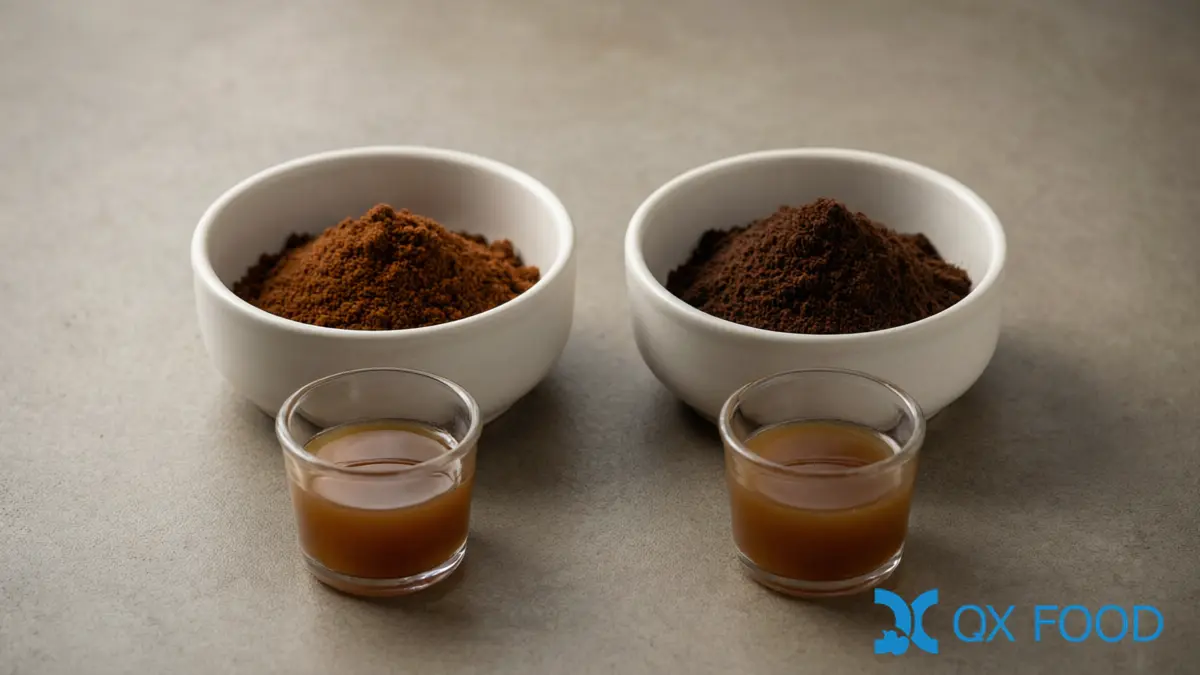Soy Sauce Powder Samples Compared After Rehydration - Sensory Evaluation in Finished Form